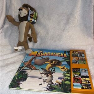 Madagascar Plush Lion Toy and Sound Book - Brown
